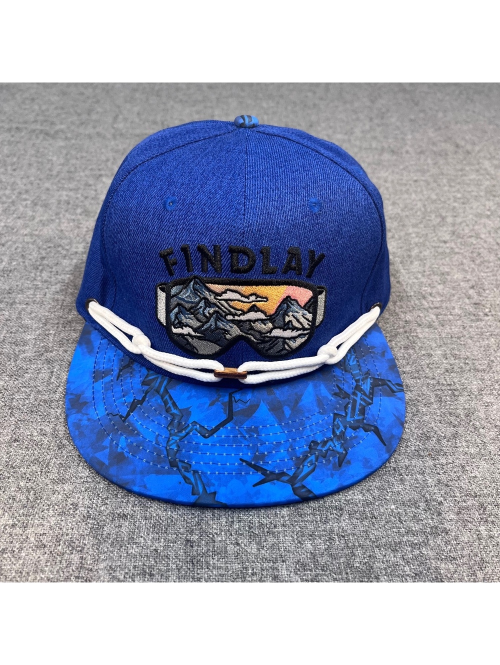 Findlay Hat Cap Snap Back One Size Blue Ski Goggles Rope Mens Streetwear